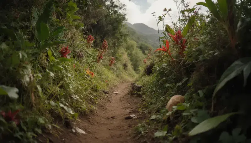 Diferentes especies de flora y fauna en los senderos cerca de Xela.